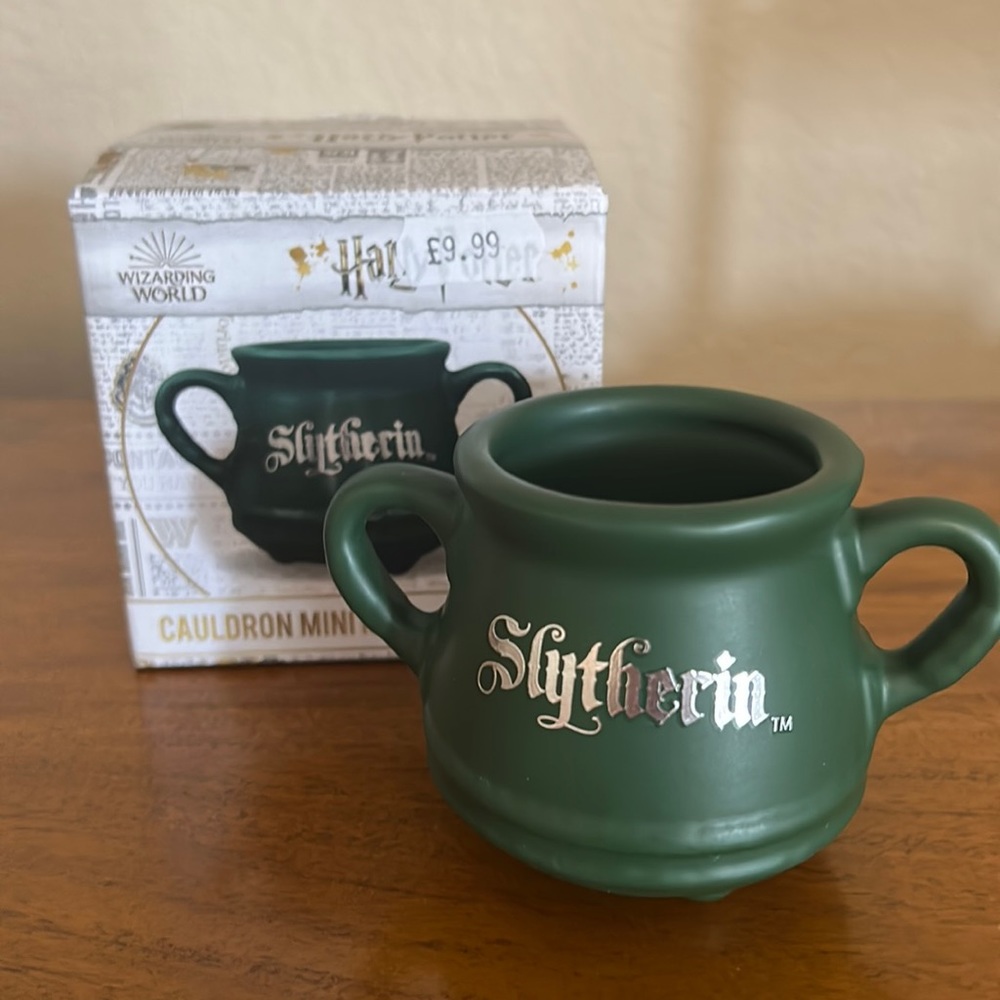 OFFICIAL HARRY POTTER SLYTHERIN CAULDRON 3D MINI COFFEE MUG CUP NEW IN GIFT BOX